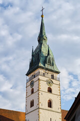 Church tower in “Jindrichuv Hradec” in Bohemia, Europe - 502346693