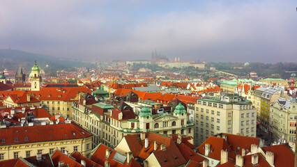 Fototapeta na wymiar Aerial View on Czech Republic capital city Prague