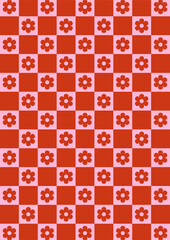 checkered background, checkered, flowers, retro vibes floral graphic print groovy background 60s 70s