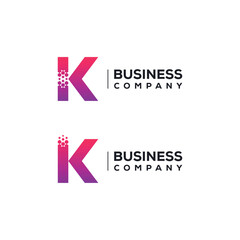 Abstract Letter K Logo design with Pixels Hexagon Shape for Technology and Digital Business Company