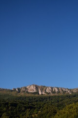 mountain landscape with blue clear sky with copy space
