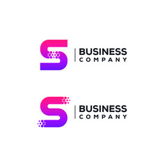 Abstract Letter S Logo design with Pixels Hexagon Shape for Technology and Digital Business Company