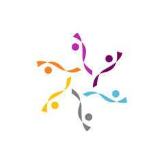 COLORFUL PEOPLE TOGETHER SIGN, SYMBOL, ART, LOGO ISOLATED ON WHITE