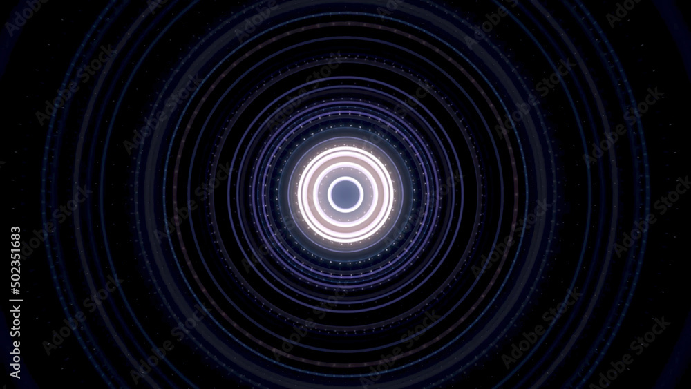 Aufkleber futuristic video animation with particle stripe object and lights in motion. circular glow animation
