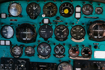 Toggle switches old soviet helicopter mi2 many text Russian language which translates Light danger Beacon Suspension Cargo Dump Tactical Emergency