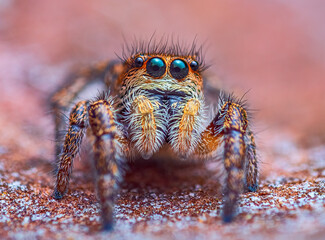 Spider portrait, jumping spider portrait - Pellenes tripunctatus