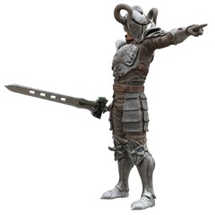 Medieval knight in armor isolated white background 3d illustration