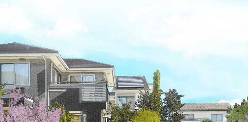 新築マイホーム　戸建て住宅の広告素材