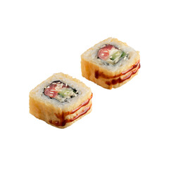 Roll fried in batter with tuna isolated on a white background.