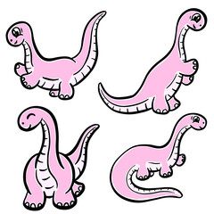 Cute Cartoon Dinosaur Illustration for Children Looking Happy Vector