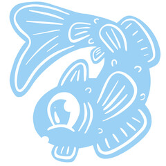 Cartoon Style Fish Goldfish Icon or Logo Idea for Fishing 