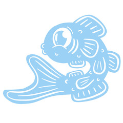 Cartoon Style Fish Goldfish Icon or Logo Idea for Fishing 