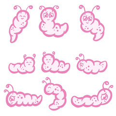 Wiggly Grub Caterpillar Type Cartoon Character Illustration