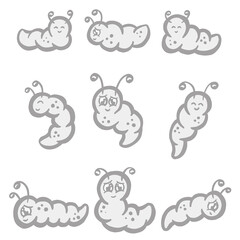 Wiggly Grub Caterpillar Type Cartoon Character Illustration