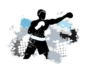 Boxing sport graphic with dynamic background.