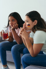 Germany fan worried while watching soccer game