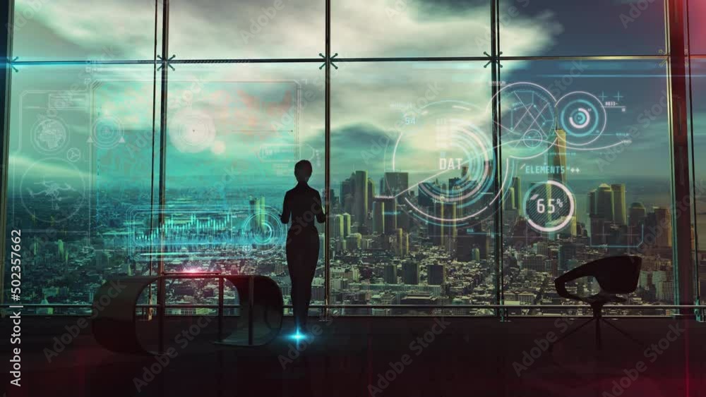 Poster working with geolocation data on a hologram, 3d render