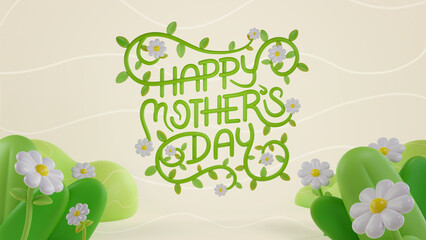 Mother's Day 3d botanical lettering with flowers