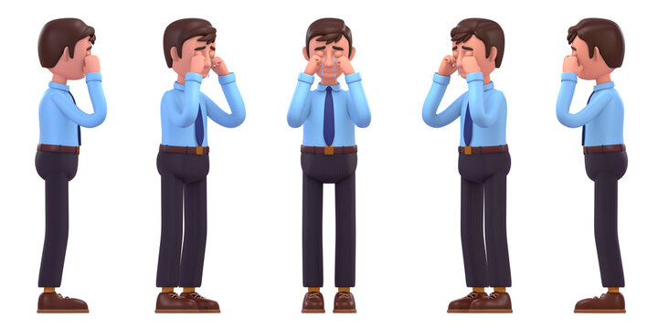 3d render of a sad businessman crying