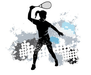 Squash sport graphic with dynamic background.