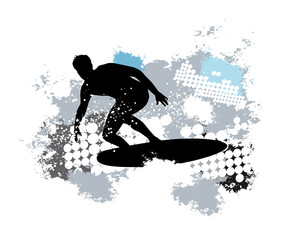 Surfing sport graphic with dynamic background.