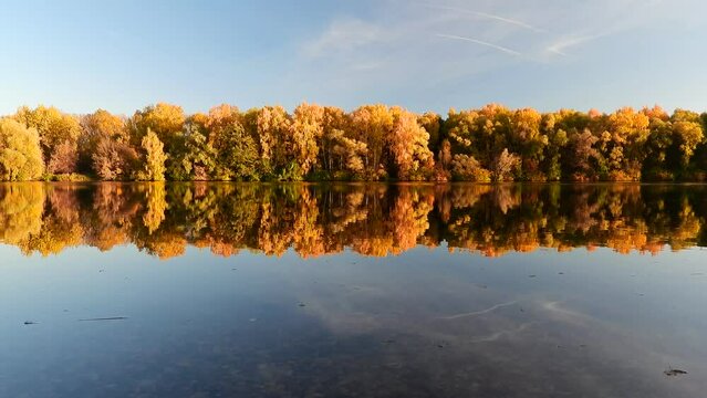 Daytime view of the Moscow river, Great Stroginsky zaton, Russia