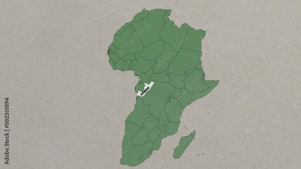 Poster map showing congo from above zooming in. congo map location on africa map, borders of congo