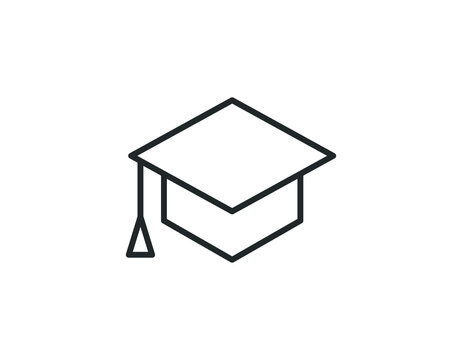 Graduation hat cap line art vector icon for education apps and websites