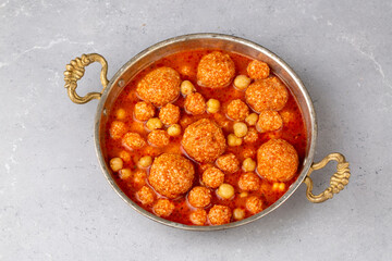 Traditional delicious Turkish foods; Bulgur soup (Turkish name; Anali Kizli, icli kofte)