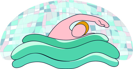 Person in swimming pool. Training and sport.