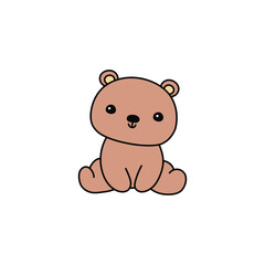 Cute sitting bear vector illustration