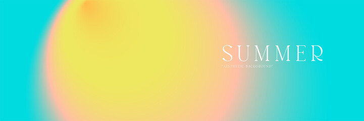 Summer gradient blurred pattern background. Vector wide horizontal abstract Sun and sunrise duotone backdrop template. © Takoyaki Shop