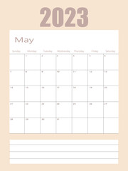 Vector planning calendar May 2023