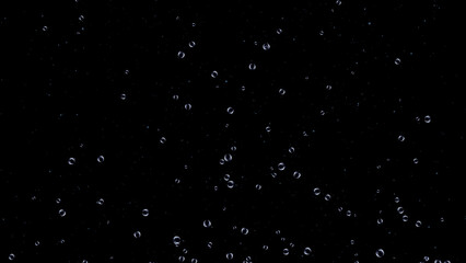 Bubbles rising up on black background. Animation of soap bubbles on black background