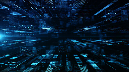 Technology abstract background, Digital cyberspace with numbers, Technology digital big data network connection, 3D rendering