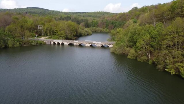 bridge over a river in the basque contry, spain
