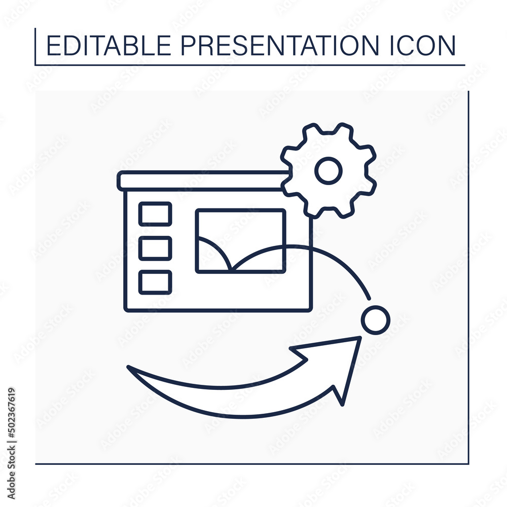 Poster animation line icon. picture with illusion of movement. slideshow variety tool. presentation concept