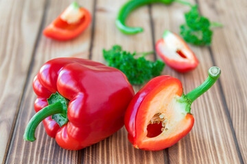 red pepper on wooden floor