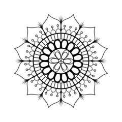 Hand drawn outline mandala art. Vector illustration isolated on a white background for coloring page, meditation, print and more.