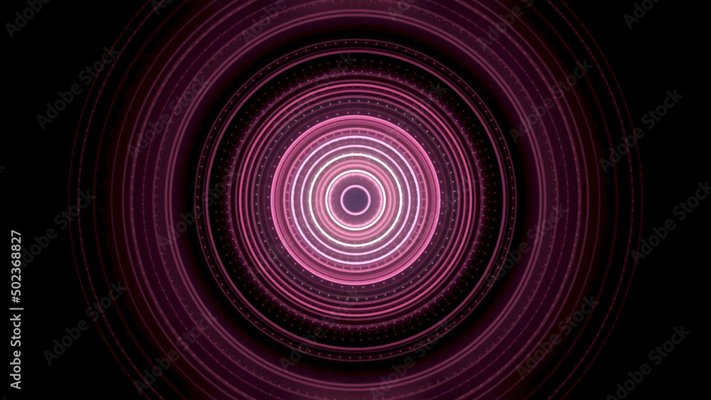 Leinwandbilder futuristic video animation with particle stripe object and lights in motion. circular glow animation