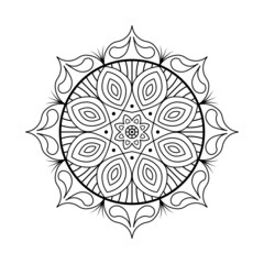 Hand drawn outline mandala art. Vector illustration isolated on a white background for coloring page, meditation, print and more.