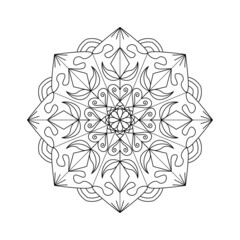 Hand drawn outline mandala art. Vector illustration isolated on a white background for coloring page, meditation, print and more.