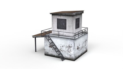 Old industrial building render on a white background. 3D rendering