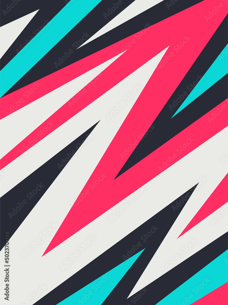 Poster simple background with gradient and colorful zigzag pattern