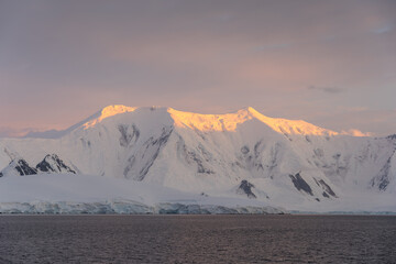 Sunrise near Damoy Point in Antarctica