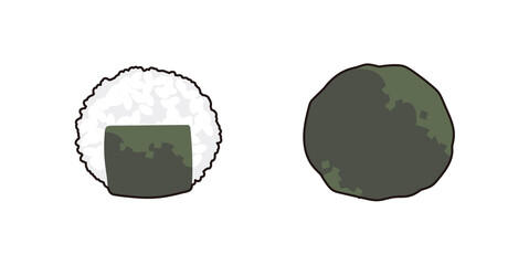 丸いおにぎりのイラスト　線あり