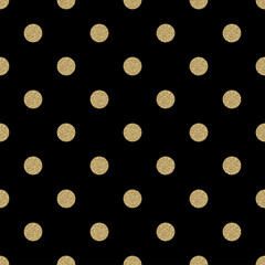 Pattern polka dot. Classic seamless gold glitter background.