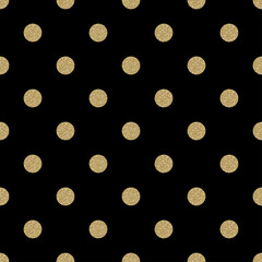 Pattern polka dot. Classic seamless gold glitter background. © Viktoriia