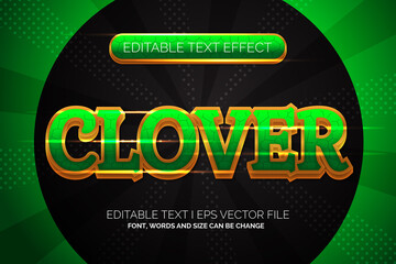 Editable text effect - golden and green clover text style concept