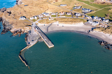 Aerial view of Portnablagh Pier, County Donegal, Ireland